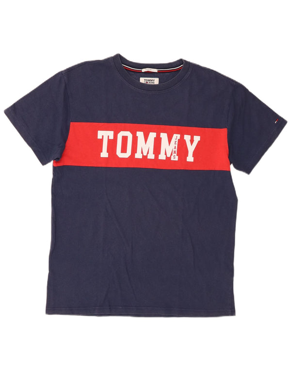 T-shirt grafica da uomo Tommy Hilfiger Top color block blu navy medio