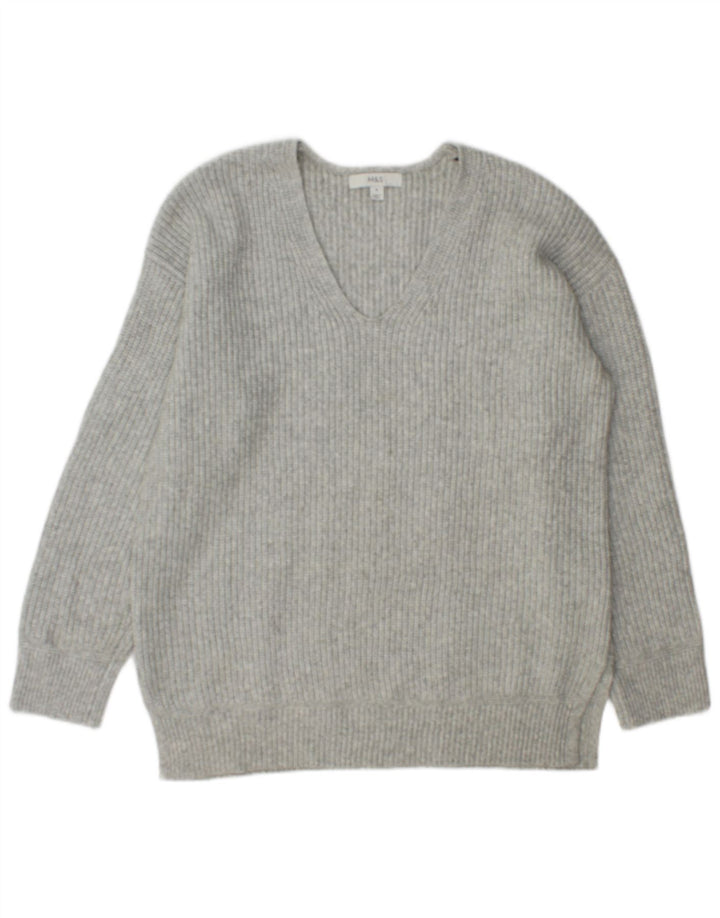 Maglione con scollo a V da donna Marks & Spencer UK 14 Poliestere grigio medio
