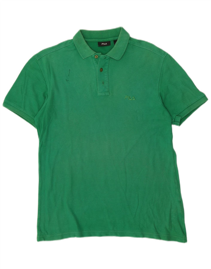 FILA Mens Polo Shirt Medium Green Cotton