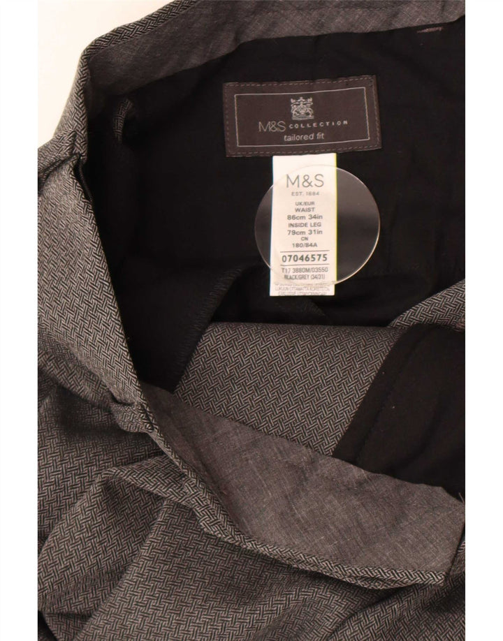 Pantaloni da abito dritti su misura da uomo Marks & Spencer W34 L31 grigi