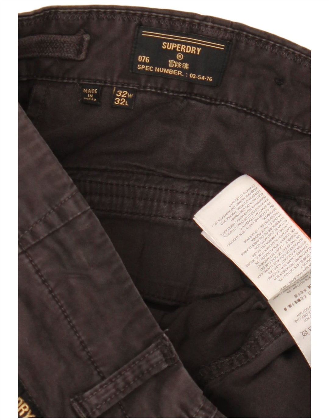 Pantaloni cargo dritti da uomo Superdry W32 L29 cotone nero