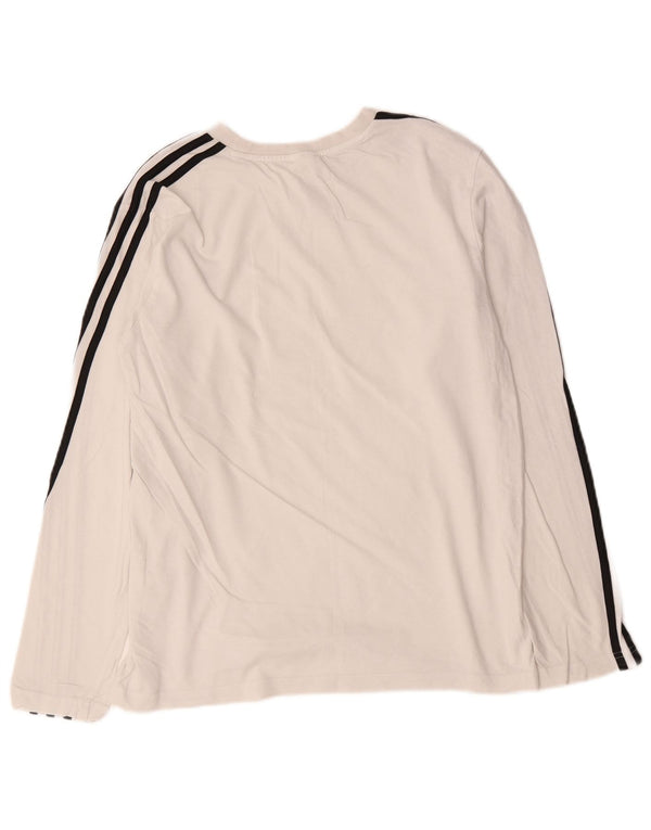 Maglia manica lunga da donna Adidas UK 16/18 grande cotone bianco