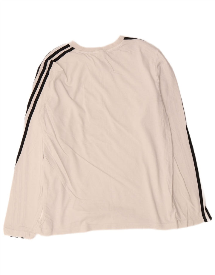 Maglia manica lunga da donna Adidas UK 16/18 grande cotone bianco