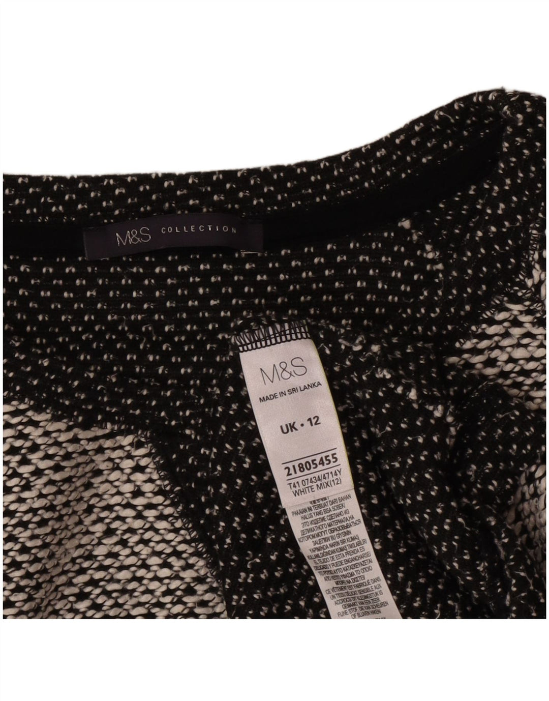 Maglione maglione con scollo a barca da donna Marks & Spencer UK 12 medio bianco screziato