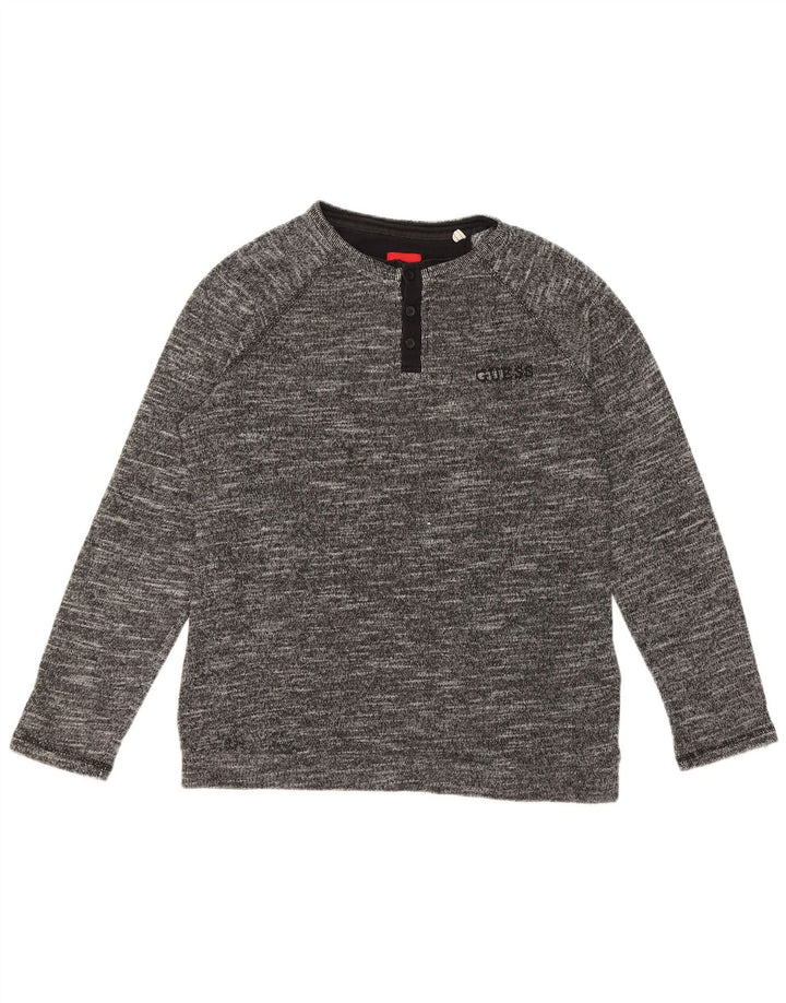 Guess Top da uomo a maniche lunghe in cotone chiazzato grigio largo