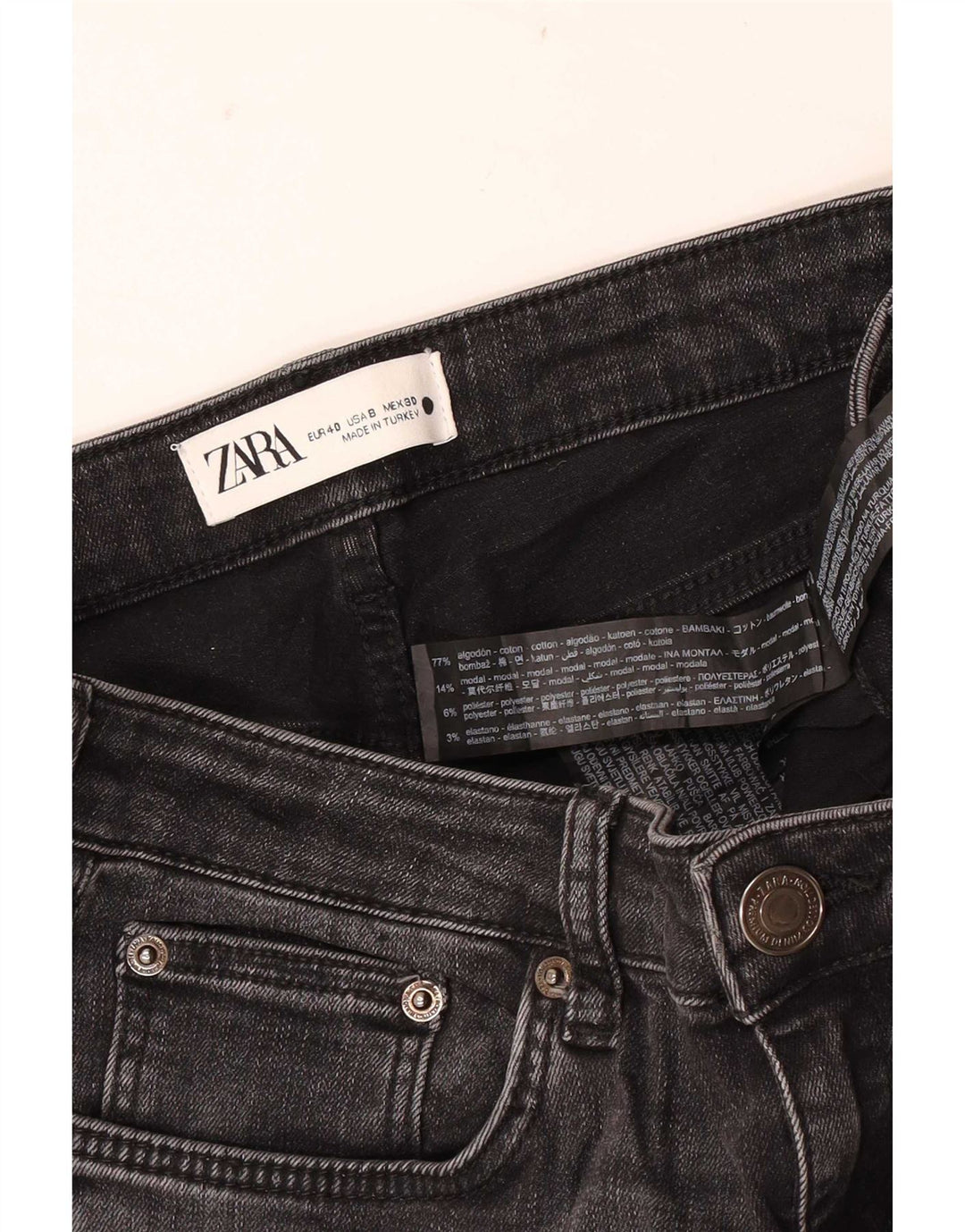 Jeans slim da donna Zara EU 40 medio W30 L28 cotone nero