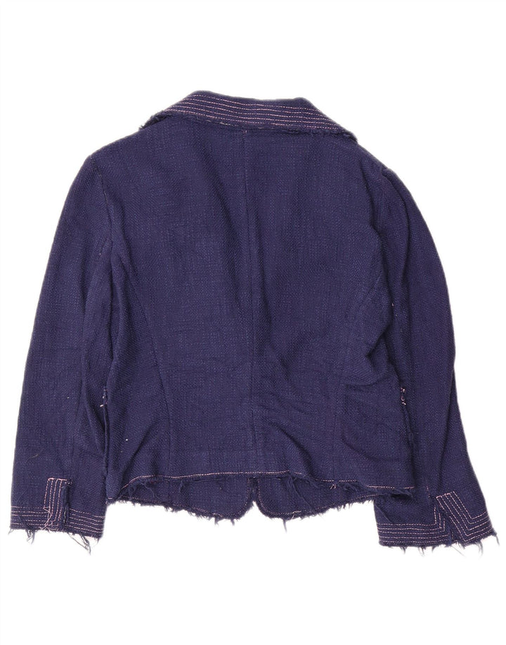 Giacca blazer a 1 bottone con maniche a 3/4 da donna Zara EU 40 cotone blu navy medio