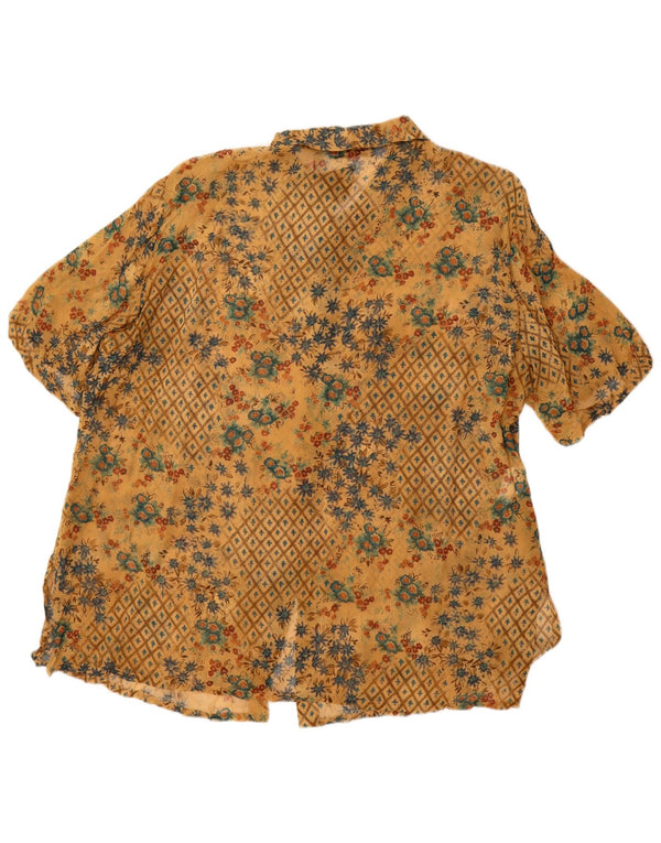 ELENA MIRO Camicia a maniche corte da donna Camicetta UK 20 2XL Giallo floreale