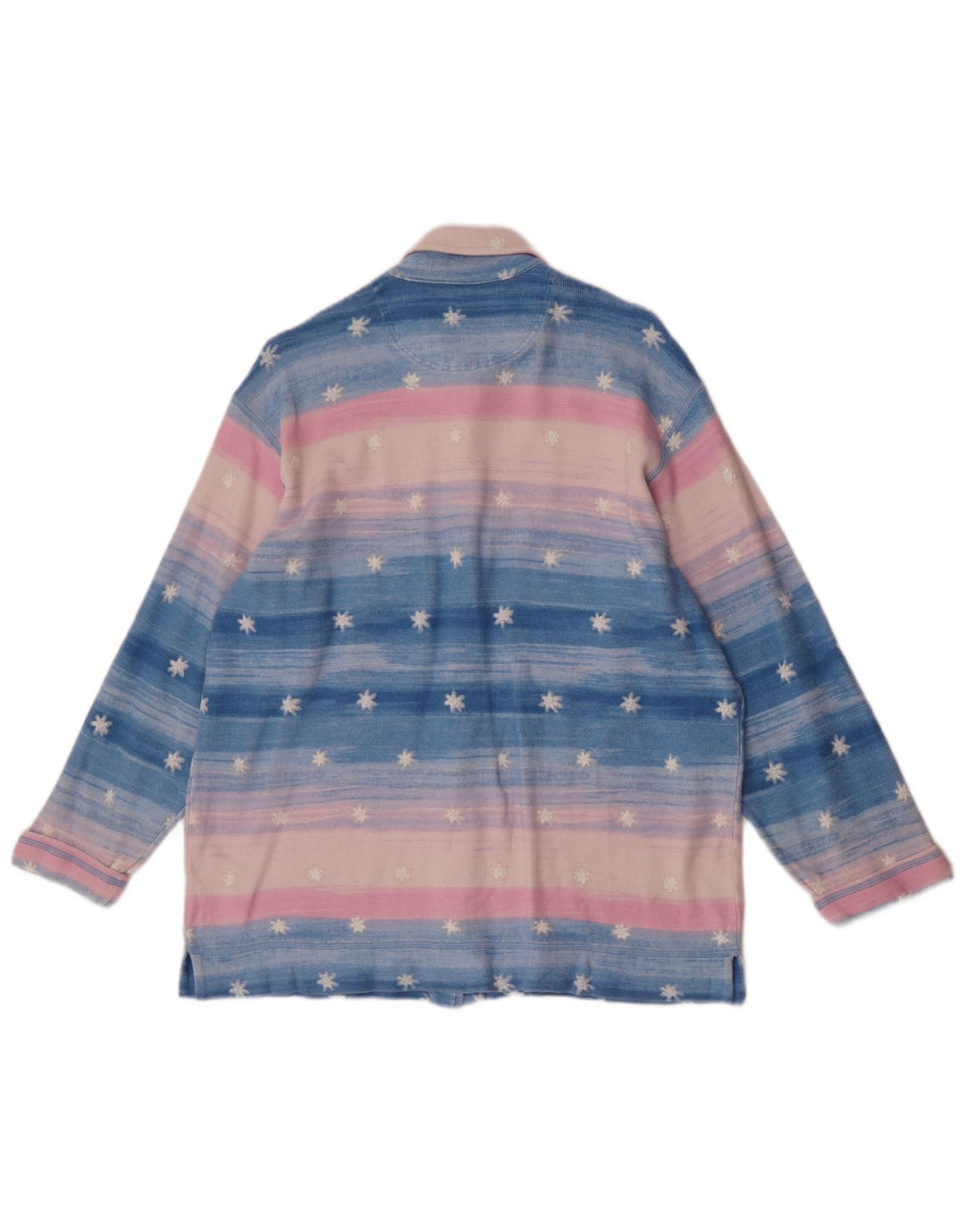 Camicia vintage da donna con motivo astratto, camicetta UK 16, grande a righe blu