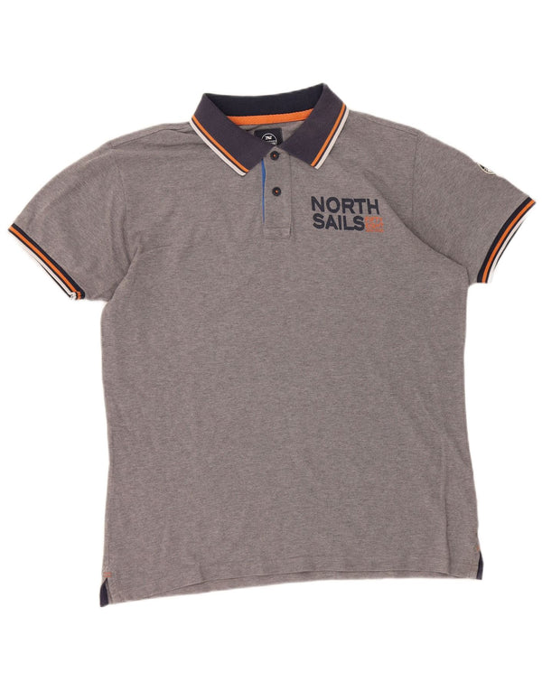 Polo grafica da uomo North Sails XL in cotone grigio