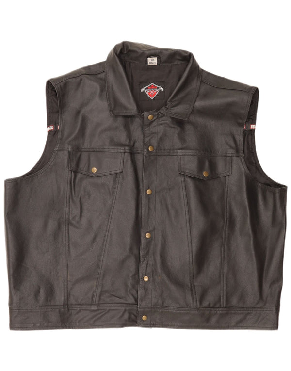 Gilet in pelle da moto da uomo Texpeed 10XL Nero