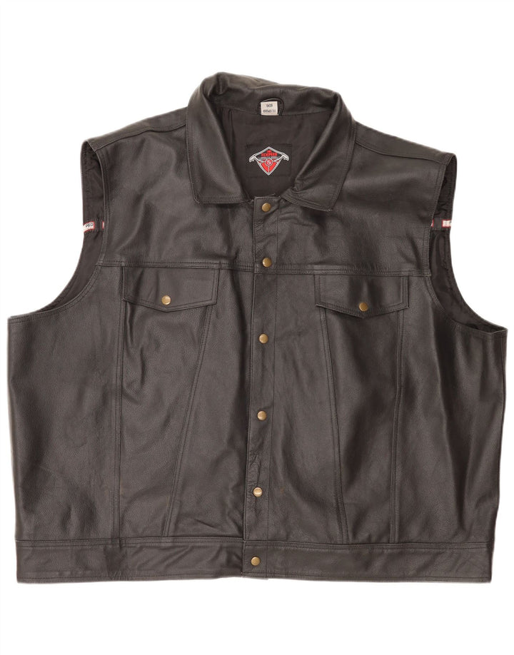 Gilet in pelle da moto da uomo Texpeed 10XL Nero