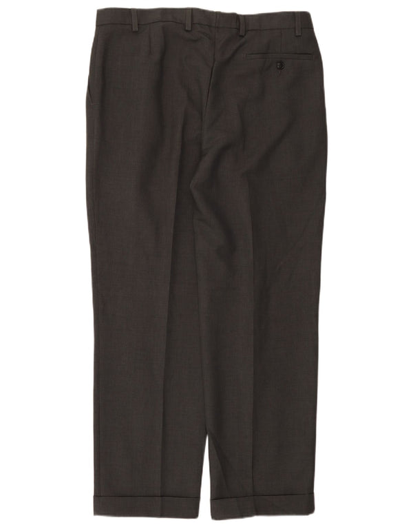 Pantaloni da abito con pegging da uomo Marks & Spencer W36 L29 poliestere grigio