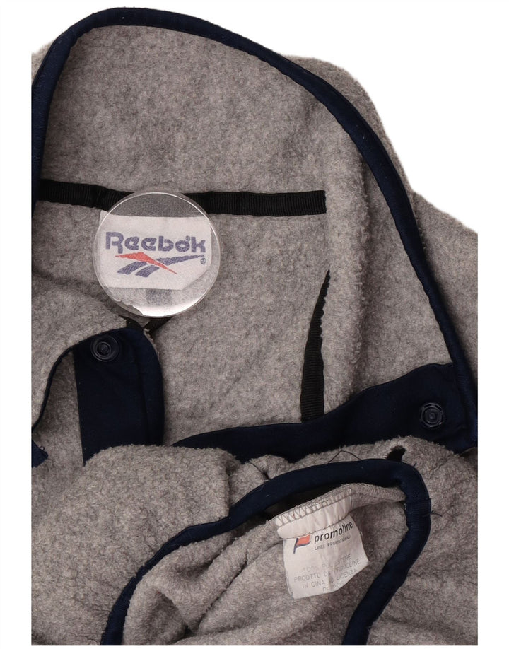 Maglione in pile da uomo Reebok con bottoni e collo XL in poliestere grigio