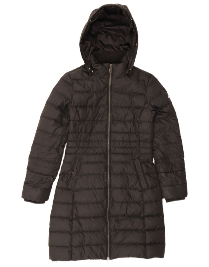 Cappotto imbottito con cappuccio da donna Tommy Hilfiger UK 10 piccolo poliestere nero