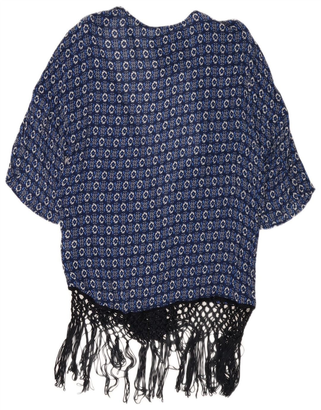 Top cardigan lungo da donna con maniche a 3/4 SUPERDRY UK 14 Paisley blu medio