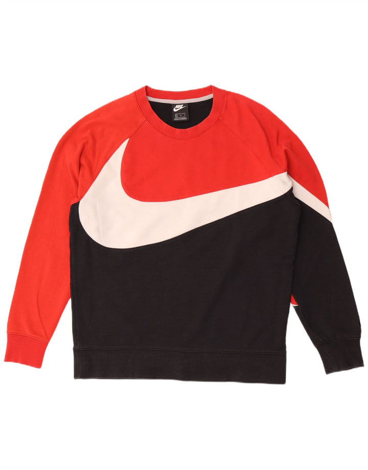 Felpa con grafica Nike da uomo, maglione XL, cotone color block rosso