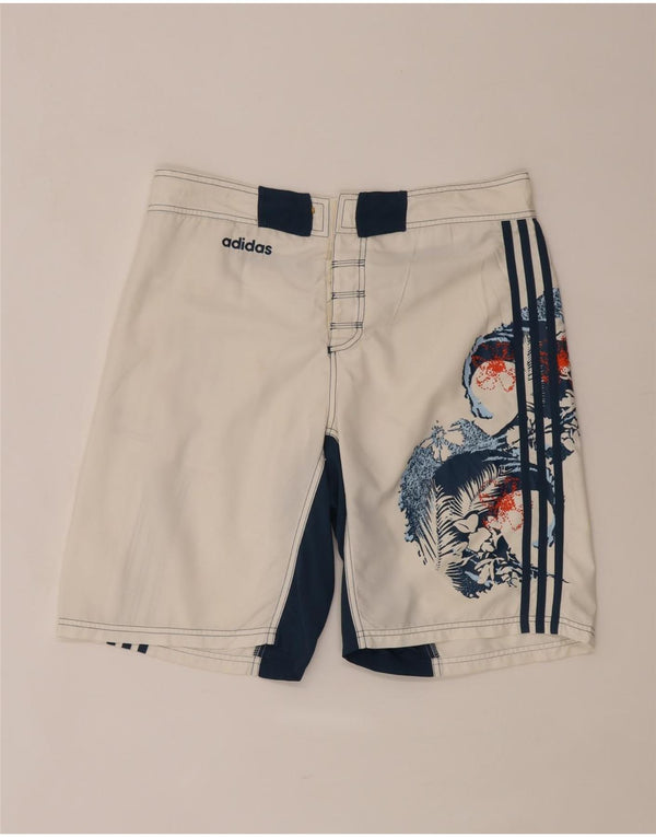 Pantaloncini da bagno con grafica Adidas da uomo, colore medio, bianco sporco, floreale tropicale
