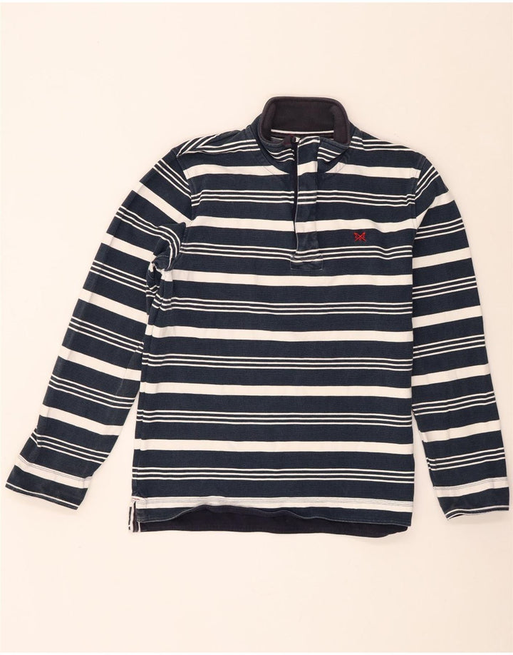 Crew Clothing Felpa da uomo con collo con zip, maglione medio a righe blu navy
