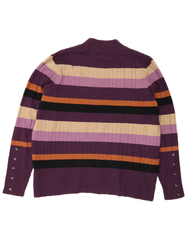 Maglione maglione a collo alto da donna Marks & Spencer UK 18 XL a righe viola