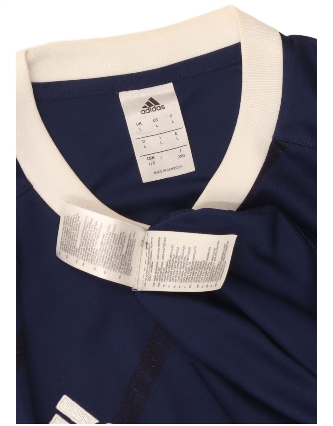 T-shirt da uomo Adidas Top grande in poliestere a righe blu navy