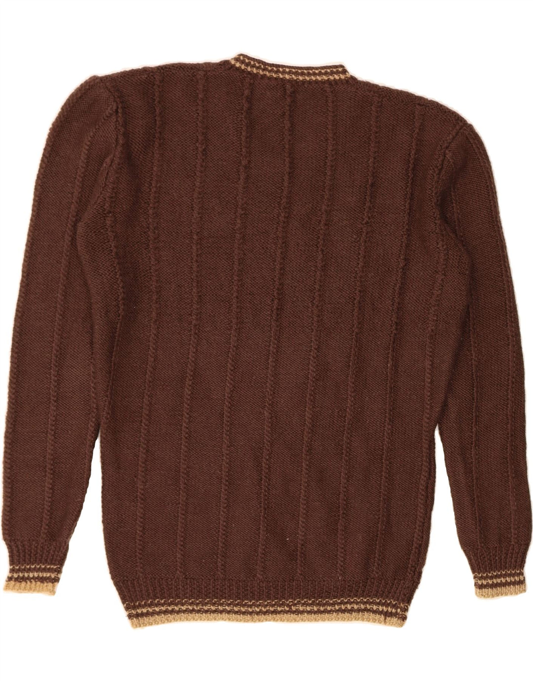 Maglione maglione con scollo a V da uomo VINTAGE marrone medio