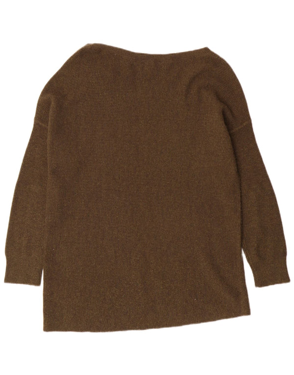 Maglione maglione con scollo a barca da donna J. Crew UK 10 piccolo in lana kaki