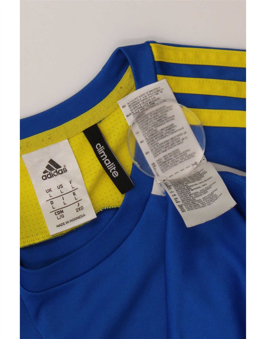 T-shirt Adidas Climalite da uomo, grande, in poliestere color block blu