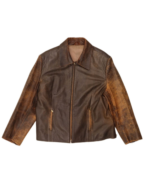 Giacca in pelle slim da donna Yessica UK 20 2XL Pelle marrone