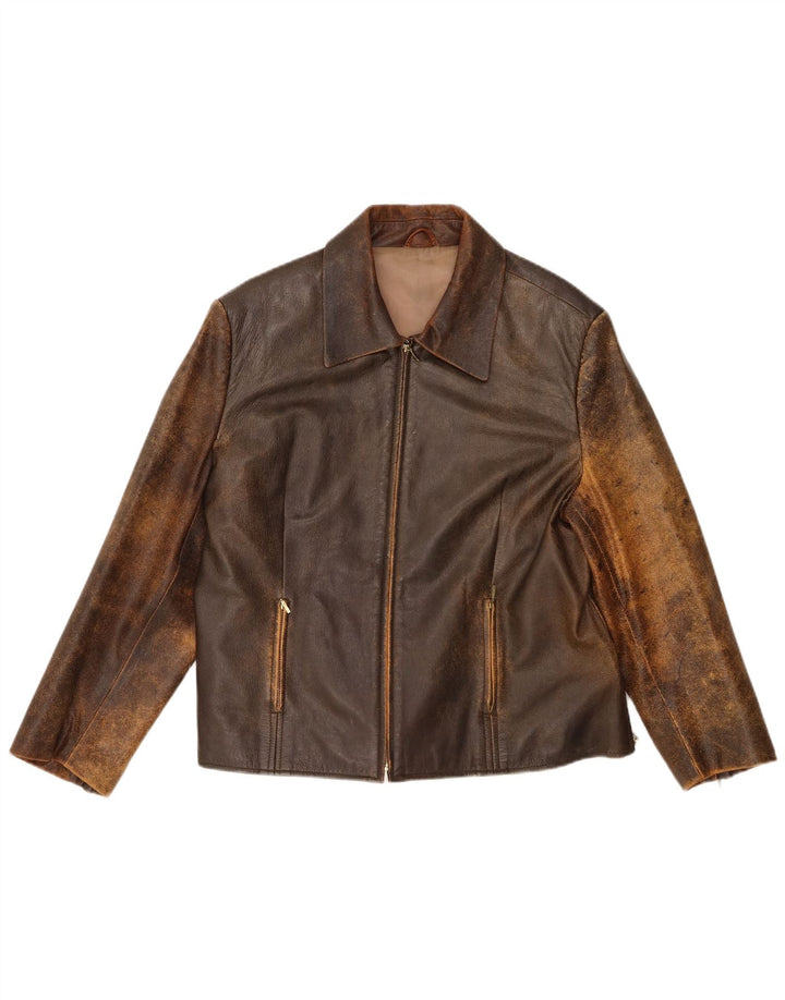 Giacca in pelle slim da donna Yessica UK 20 2XL Pelle marrone