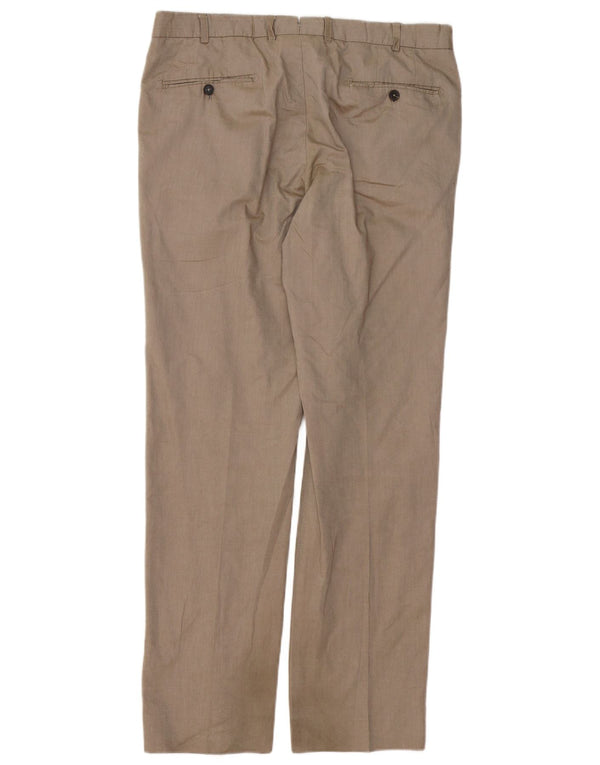 Pantaloni da abito dritti da uomo Massimo Dutti EU 44 Large W34 L32 Cotone marrone
