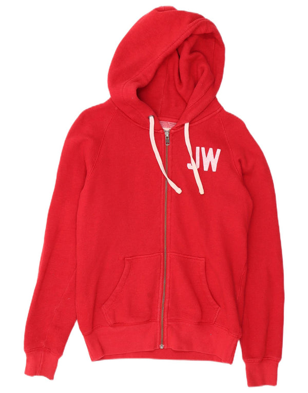 Maglione con cappuccio con zip grafica da donna Jack Wills UK 10 piccolo cotone rosso
