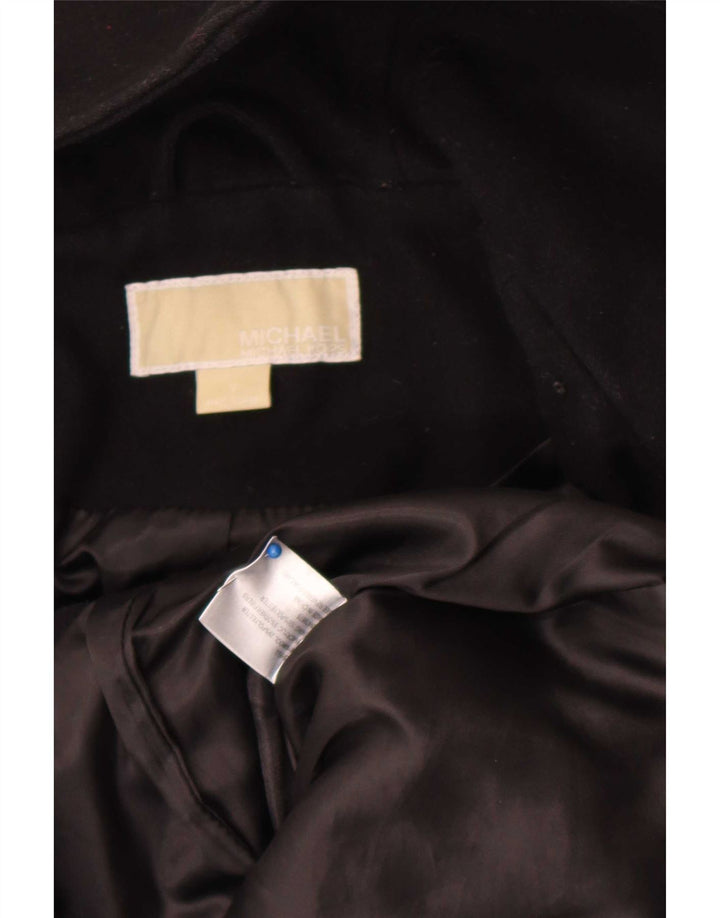 Giacca Parka con cappuccio da donna Michael Kors UK 14 lana nera media