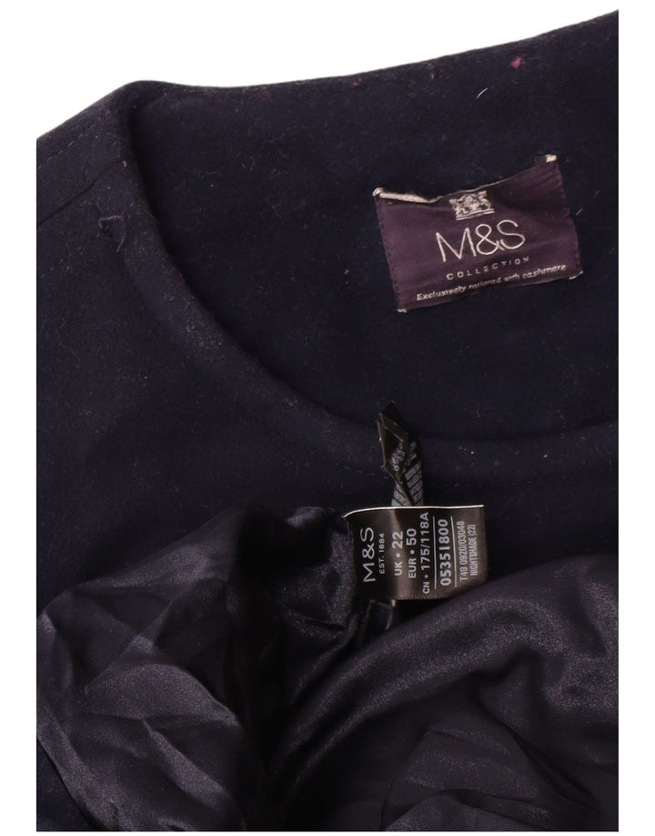 Cappotto doppiopetto da donna Marks & Spencer UK 22 3XL Lana blu navy
