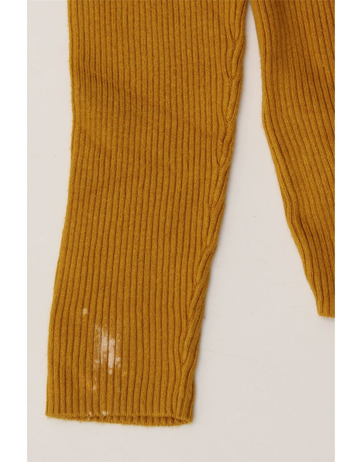 Maglione maglione a collo alto da donna Marks & Spencer UK 16 grande viscosa gialla