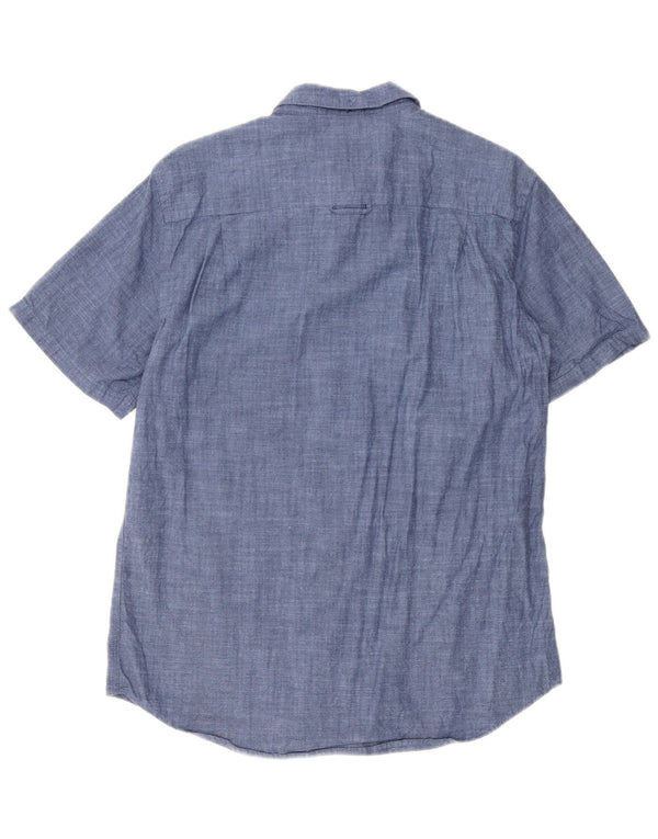 Camicia a maniche corte da uomo Hurley Large in cotone blu