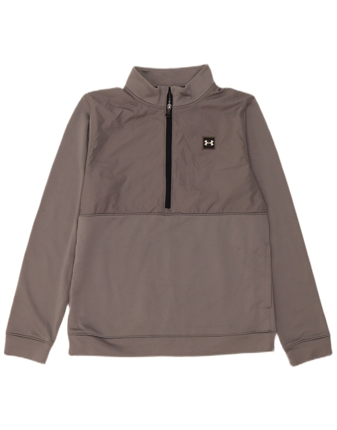 Felpa Under Armour da bambino con zip e collo, 13-14 anni, XL, in poliestere grigio