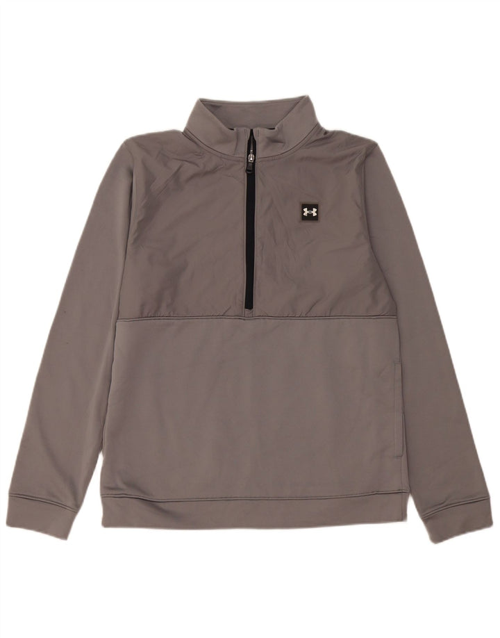 Felpa Under Armour da bambino con zip e collo, 13-14 anni, XL, in poliestere grigio
