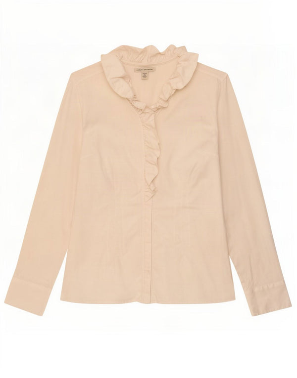 Banana Republic Womens Ruffle Front Shirt UK 14 Large White Cotton