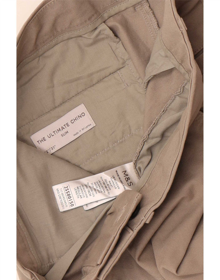 Pantaloni chino slim da uomo Marks & Spencer W32 L31 cotone grigio