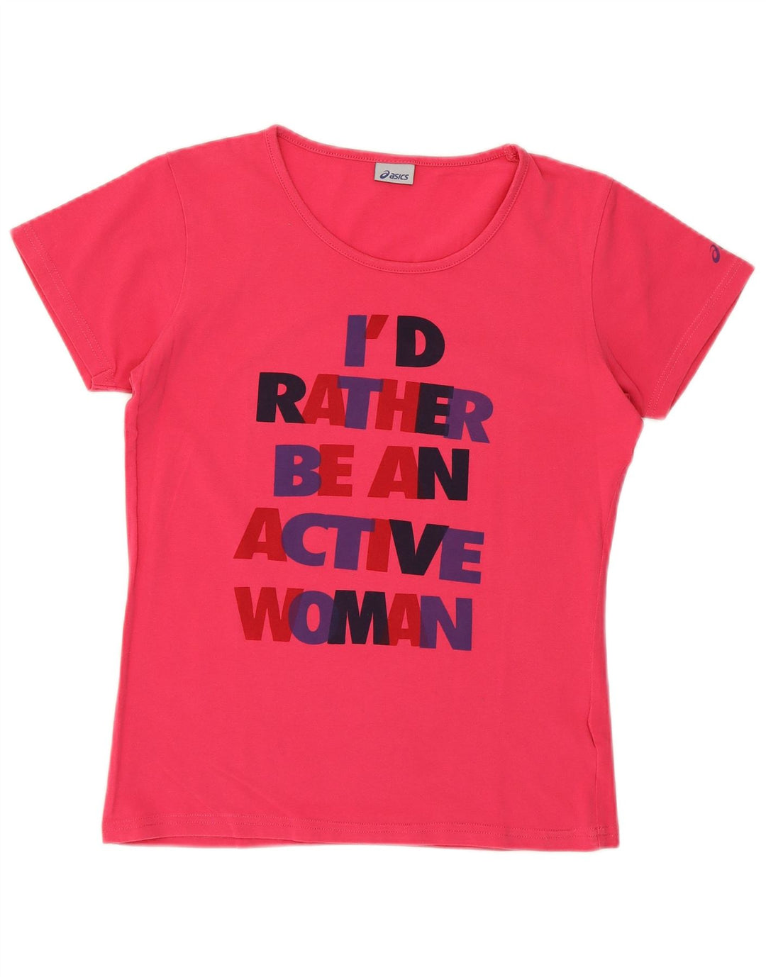 T-shirt grafica ASICS da donna Top UK 12 cotone rosa medio