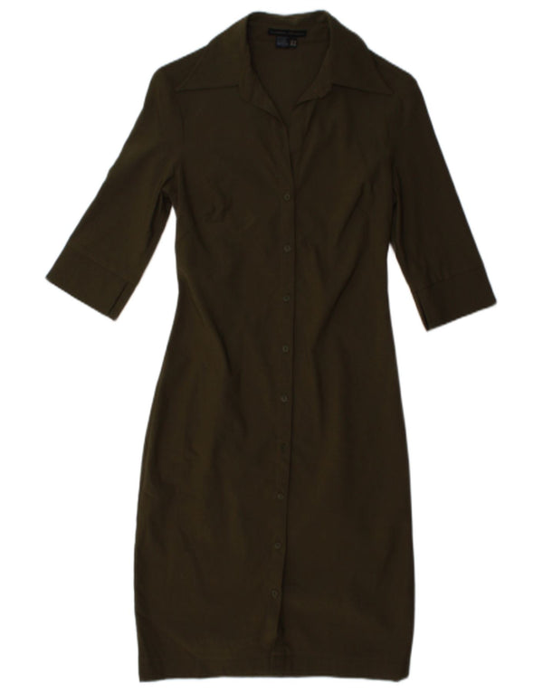 Abito camicia con maniche a 3/4 da donna Zara EU 34 2XS Rayon kaki