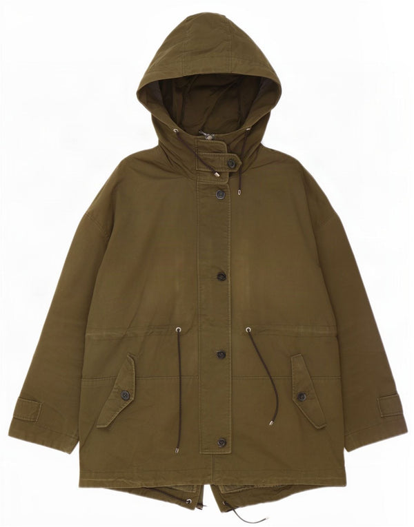 Giacca parka con cappuccio da donna Massimo Dutti UK 18 XL cotone kaki