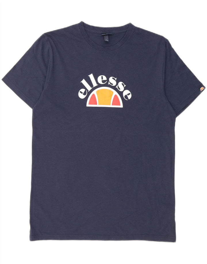 T-shirt grafica da uomo Ellesse Top grande in cotone blu navy