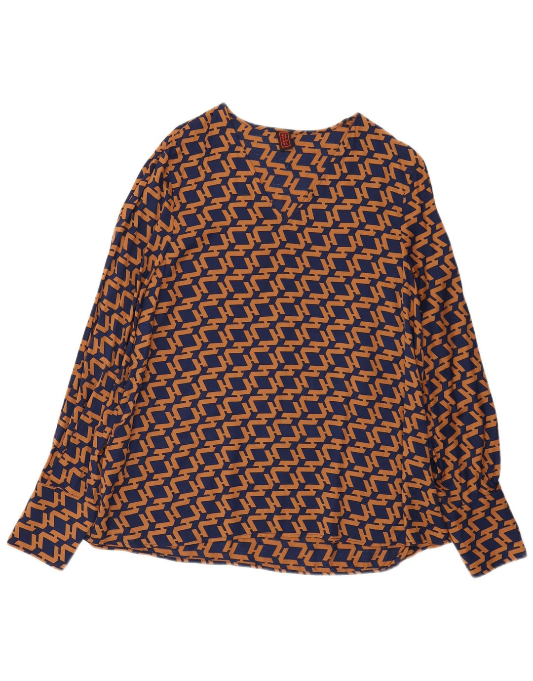 Camicetta a maniche lunghe da donna Stefanel IT 46 Large Blu Navy geometrico