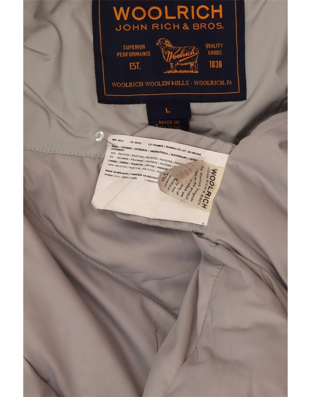 Giacca Parka con cappuccio da donna Woolrich UK 16 Large Grey Poliestere invernale