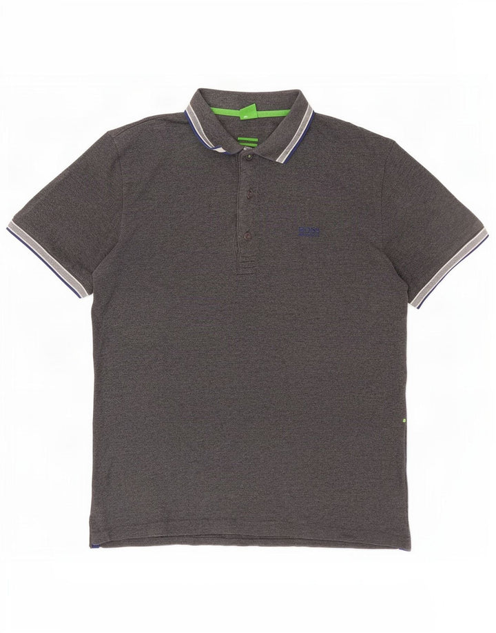 Polo da uomo Hugo Boss grande in cotone grigio