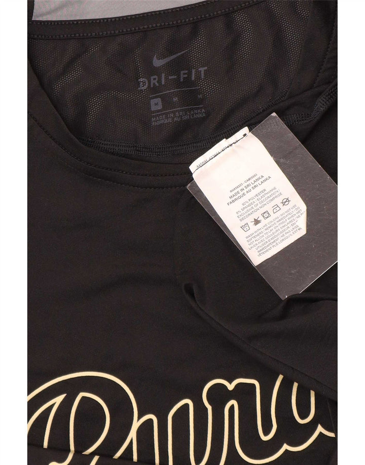 T-shirt grafica Nike Dri Fit da uomo, parte superiore in poliestere nero medio
