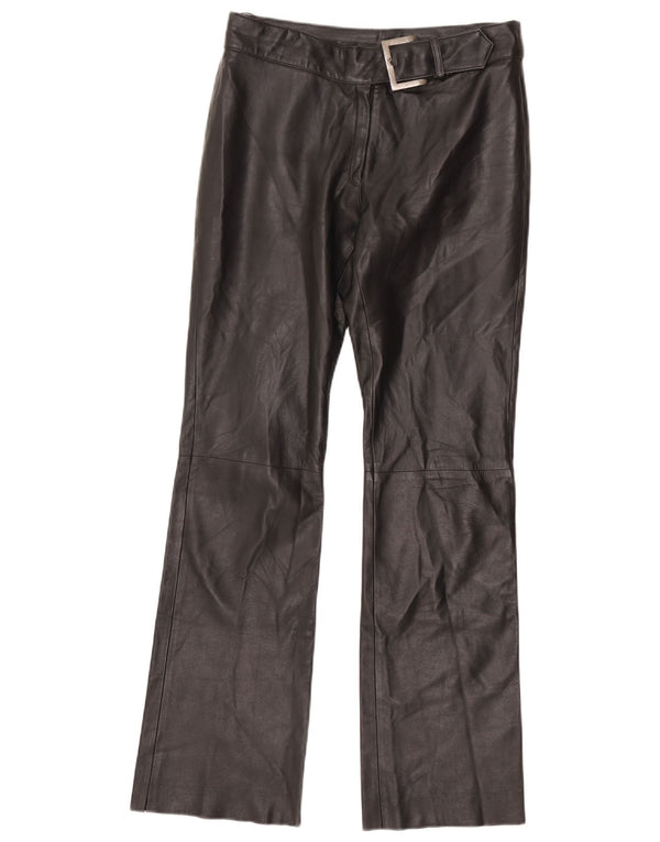 Pantaloni dritti in pelle vintage da donna EU 38 medi W30 L32 neri