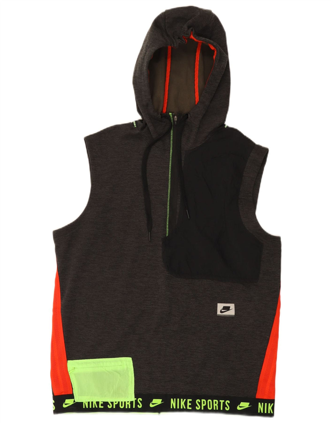 Felpa con cappuccio grafica senza maniche Nike da uomo, color grigio medio